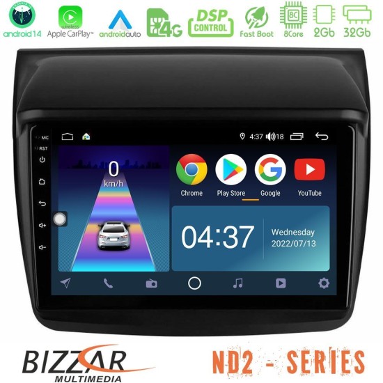 Bizzar ND2 Series 8Core Android14 2+32GB  Mitsubishi L200 Navigation Multimedia Tablet 9" Με Carplay & Android Auto