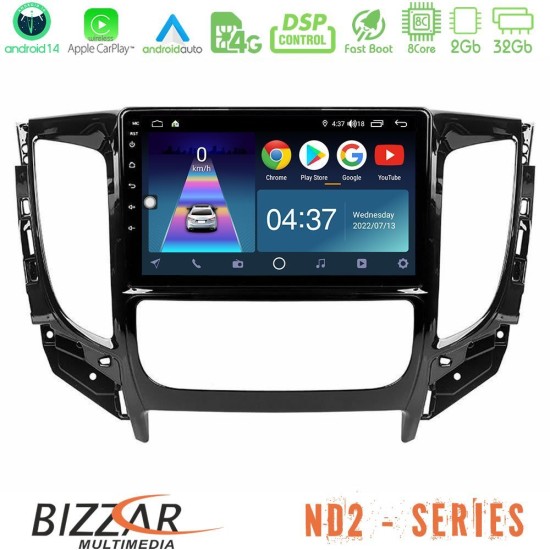 Bizzar ND2 Series 8Core Android14 2+32GB  Mitsubishi L200 2016-> & Fiat Fullback (Auto A/C) Navigation Multimedia Tablet 9" Με Carplay & Android Auto