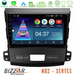 Bizzar ND2 Series 8Core Android14 2+32GB Mitsubishi Outlander/Citroen C-Crosser/Peugeot 4007 Navigation Multimedia Tablet 9" Με Carplay & Android Auto Bizzar ND2 Series 8Core Android14 2+32GB Mitsubishi Outlander/Citroen C-Crosser/Peugeot 4007 Navigation Multimedia Tablet 9" Με Carplay & Android Auto