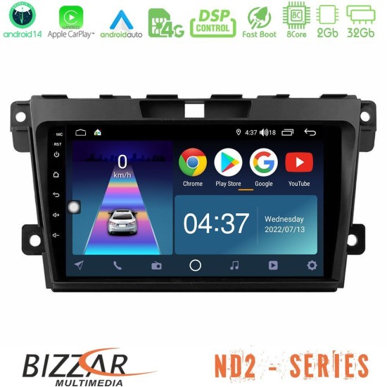Bizzar ND2 Series 8Core Android14 2+32GB  Mazda CX-7 2007-2011 Navigation Multimedia Tablet 9" Με Carplay & Android Auto