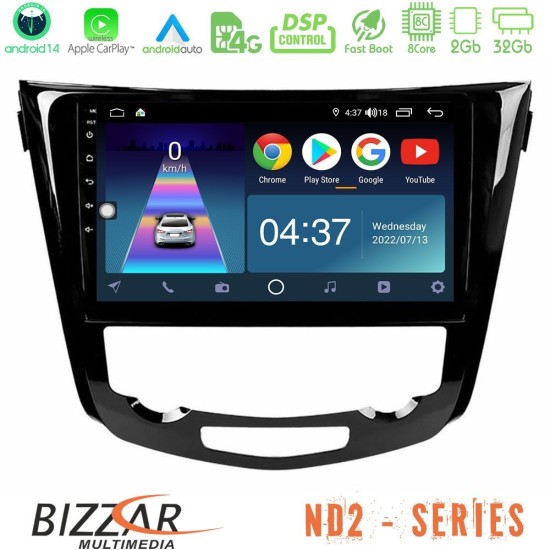 Bizzar ND2 Series 8Core Android14 2+32GB  Nissan Qashqai J11 (AUTO A/C) Navigation Multimedia Tablet 10" Με Carplay & Android Auto