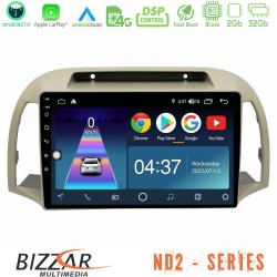 Bizzar ND2 Series 8Core Android14 2+32GB Nissan Micra K12 2002-2010 Navigation Multimedia Tablet 9" Με Carplay & Android Auto Bizzar ND2 Series 8Core Android14 2+32GB Nissan Micra K12 2002-2010 Navigation Multimedia Tablet 9" Με Carplay & Android Auto
