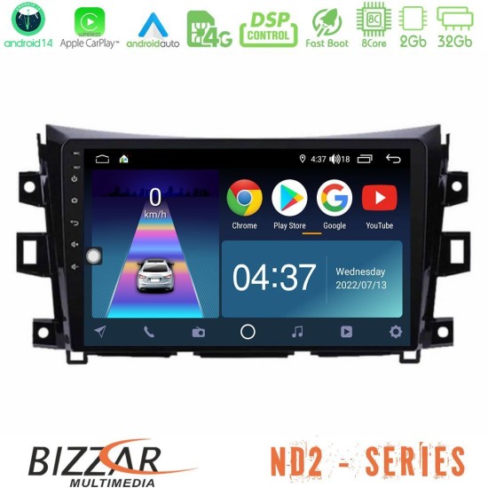 Bizzar ND2 Series 8Core Android14 2+32GB  Nissan Navara NP300 Navigation Multimedia Tablet 9" Με Carplay & Android Auto