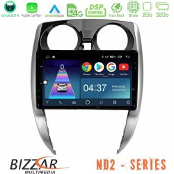 Bizzar ND2 Series 8Core Android14 2+32GB  Nissan Note 2013-2018 Navigation Multimedia Tablet 10" Με Carplay & Android Auto
