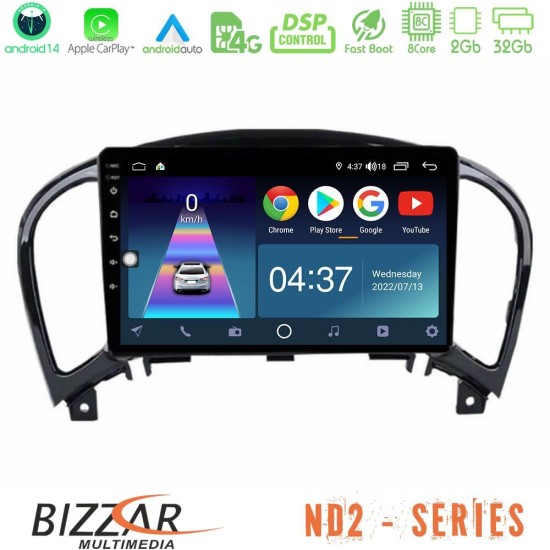 Bizzar ND2 Series 8Core Android14 2+32GB  Nissan Juke Navigation Multimedia Tablet 9" Με Carplay & Android Auto