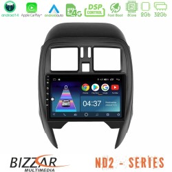Bizzar ND2 Series 8Core Android14 2+32GB Nissan Micra 2013-2016 Navigation Multimedia Tablet 9" Με Carplay & Android Auto Bizzar ND2 Series 8Core Android14 2+32GB Nissan Micra 2013-2016 Navigation Multimedia Tablet 9" Με Carplay & Android Auto