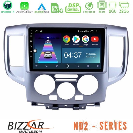 Bizzar ND2 Series 8Core Android14 2+32GB  Nissan NV200 Navigation Multimedia Tablet 9" Με Carplay & Android Auto