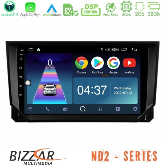 Bizzar ND2 Series 8Core Android14 2+32GB  Seat Arona/Ibiza Navigation Multimedia Tablet 9" Με Carplay & Android Auto