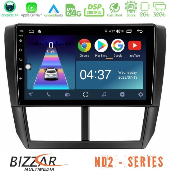 Bizzar ND2 Series 8Core Android14 2+32GB  Subaru Forester Navigation Multimedia Tablet 9" Με Carplay & Android Auto