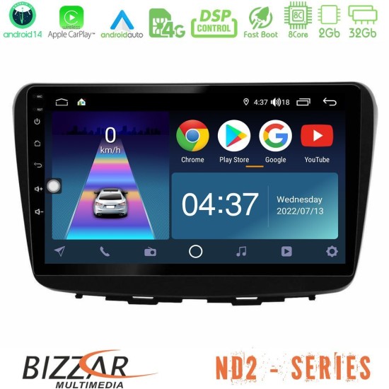 Bizzar ND2 Series 8Core Android14 2+32GB  Suzuki Baleno 2016-2021 Navigation Multimedia Tablet 9" Με Carplay & Android Auto