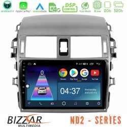 Bizzar ND2 Series 8Core Android14 2+32GB Toyota Corolla 2008-2010 Navigation Multimedia Tablet 9" Με Carplay & Android Auto Bizzar ND2 Series 8Core Android14 2+32GB Toyota Corolla 2008-2010 Navigation Multimedia Tablet 9" Με Carplay & Android Auto