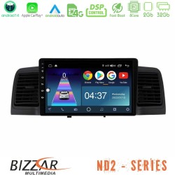Bizzar ND2 Series 8Core Android14 2+32GB Toyota Corolla 2002-2006 Navigation Multimedia Tablet 9" Με Carplay & Android Auto (Black) Bizzar ND2 Series 8Core Android14 2+32GB Toyota Corolla 2002-2006 Navigation Multimedia Tablet 9" Με Carplay & Android Auto (Black)