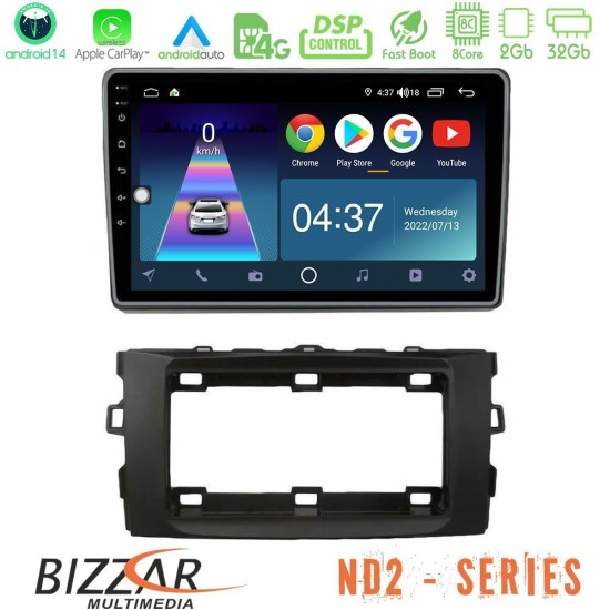 Bizzar ND2 Series 8Core Android14 2+32GB  Toyota Auris 2013-2016 Navigation Multimedia Tablet 10" Με Carplay & Android Auto