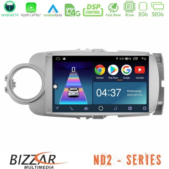 Bizzar ND2 Series 8Core Android14 2+32GB Toyota Yaris Navigation Multimedia Tablet 9" Με Carplay & Android Auto Bizzar ND2 Series 8Core Android14 2+32GB Toyota Yaris Navigation Multimedia Tablet 9" Με Carplay & Android Auto
