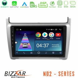 Bizzar ND2 Series 8Core Android14 2+32GB Vw Polo 2014-2017 Navigation Multimedia Tablet 9" Με Carplay & Android Auto (Silver) Bizzar ND2 Series 8Core Android14 2+32GB Vw Polo 2014-2017 Navigation Multimedia Tablet 9" Με Carplay & Android Auto (Silver)