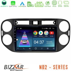 Bizzar ND2 Series 8Core Android14 2+32GB  VW Tiguan Navigation Multimedia Tablet 9" (23mm alarm button) Με Carplay & Android Auto