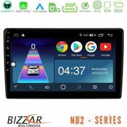Bizzar ND2 Series 8Core Android14 2+32GB Toyota Corolla Verso 2001-2004 Navigation Multimedia Tablet 9" Με Carplay & Android Auto
