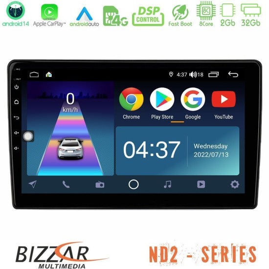 Bizzar ND2 Series 8Core Android14 2+32GB Toyota Universal Navigation Multimedia Tablet 9" Με Carplay & Android Auto Bizzar ND2 Series 8Core Android14 2+32GB Toyota Universal Navigation Multimedia Tablet 9" Με Carplay & Android Auto