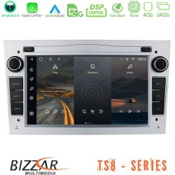 Bizzar Opel Astra/Corsa/Antara/Zafira 8core Android14 4+64GB Navigation Multimedia Deckless 7" με Carplay/AndroidAuto (OEM Style | Silver Color)