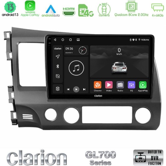 Clarion GL700 Series 8Core Android13 4+64GB Honda Civic 2006-2011 Navigation Multimedia Tablet 10" Με Carplay & Android Auto Clarion GL700 Series 8Core Android13 4+64GB Honda Civic 2006-2011 Navigation Multimedia Tablet 10" Με Carplay & Android Auto