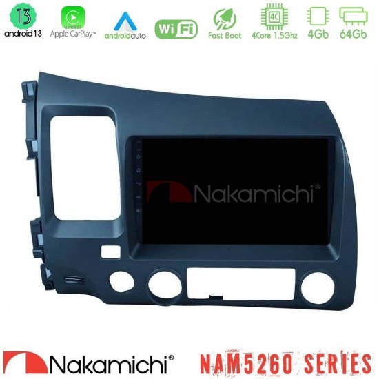 Nakamichi NAM5260 Series 4Core Android13 4+64GB Honda Civic 2006-2011 Navigation Multimedia Tablet 9" Με Carplay & Android Auto Nakamichi NAM5260 Series 4Core Android13 4+64GB Honda Civic 2006-2011 Navigation Multimedia Tablet 9" Με Carplay & Android Auto