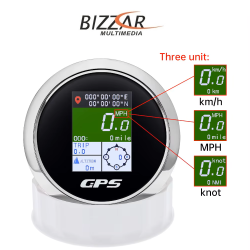 Bizzar Marine Digital GPS Speedometer LCD Display Odometer Voltmeter 85mm Bizzar Marine Digital GPS Speedometer LCD Display Odometer Voltmeter 85mm
