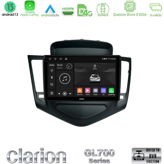 Clarion GL700 Series 8Core Android13 4+64GB Chevrolet Cruze 2009-2012 Navigation Multimedia Tablet 9" Με Carplay & Android Auto