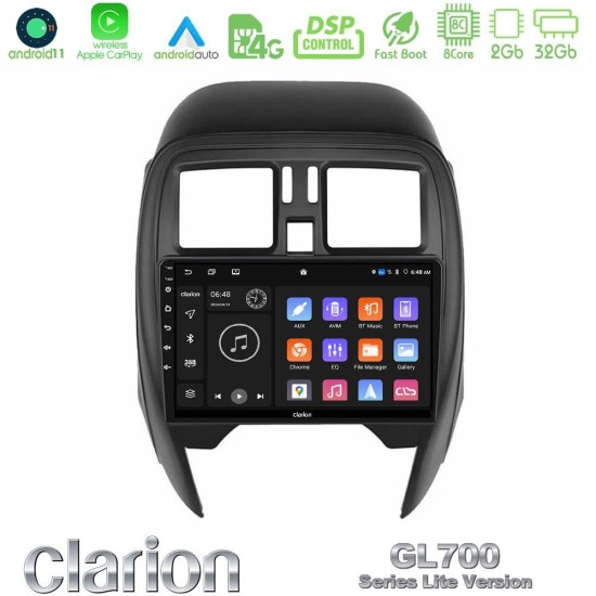 Clarion GL700 Lite Series 8Core Android11 2+32GB Nissan Micra 2013-2016 Navigation Multimedia Tablet 9" Με Carplay & Android Auto Clarion GL700 Lite Series 8Core Android11 2+32GB Nissan Micra 2013-2016 Navigation Multimedia Tablet 9" Με Carplay & Android Auto