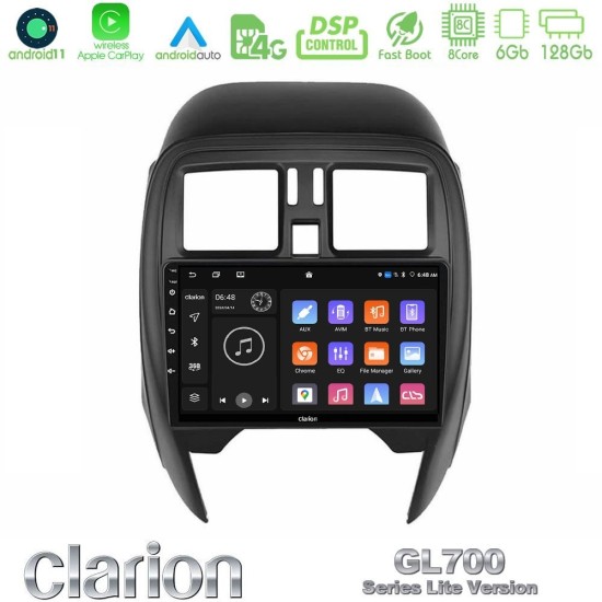 Clarion GL700 Lite Series 8Core Android11 6+128GB Nissan Micra 2013-2016 Navigation Multimedia Tablet 9" Με Carplay & Android Auto Clarion GL700 Lite Series 8Core Android11 6+128GB Nissan Micra 2013-2016 Navigation Multimedia Tablet 9" Με Carplay & Android Auto