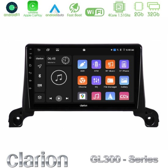 Clarion GL300 Series 4Core Android11 2+32GB Peugeot 3008/5008 2017-2023 Navigation Multimedia Tablet 9" Με Carplay & Android Auto