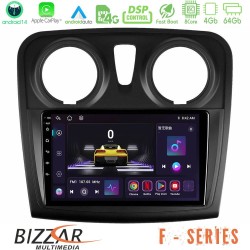 Bizzar F Series 8Core Android14 4+64GB  Dacia Sandero 2014-2020 Navigation Multimedia Tablet 9" Με Carplay & Android Auto