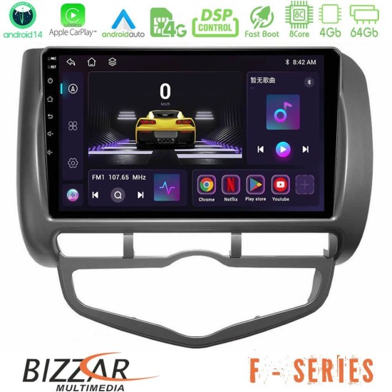 Bizzar F Series 8Core Android14 4+64GB Honda Jazz 2002-2008 (Auto A/C) Navigation Multimedia Tablet 9" Με Carplay & Android Auto Bizzar F Series 8Core Android14 4+64GB Honda Jazz 2002-2008 (Auto A/C) Navigation Multimedia Tablet 9" Με Carplay & Android Auto