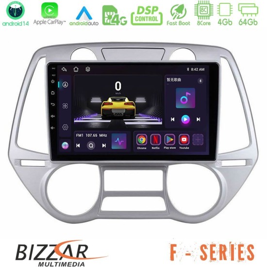 Bizzar F Series 8Core Android14 4+64GB  Hyundai i20 2009-2012 Auto A/C Navigation Multimedia Tablet 9" Με Carplay & Android Auto