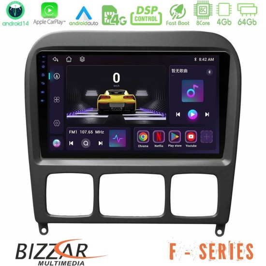 Bizzar F Series 8Core Android14 4+64GB Mercedes S Class 1999-2004 (W220) Navigation Multimedia Tablet 9" Με Carplay & Android Auto Bizzar F Series 8Core Android14 4+64GB Mercedes S Class 1999-2004 (W220) Navigation Multimedia Tablet 9" Με Carplay & Android Auto