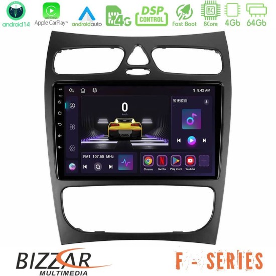 Bizzar F Series 8Core Android14 4+64GB  Mercedes CLK Class W209 2000-2004 Navigation Multimedia Tablet 9" Με Carplay & Android Auto