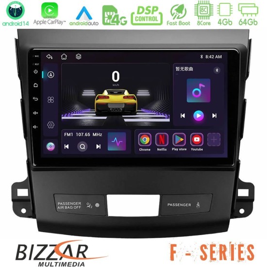 Bizzar F Series 8Core Android14 4+64GB Mitsubishi Outlander/Citroen C-Crosser/Peugeot 4007 Navigation Multimedia Tablet 9" Με Carplay & Android Auto Bizzar F Series 8Core Android14 4+64GB Mitsubishi Outlander/Citroen C-Crosser/Peugeot 4007 Navigation Multimedia Tablet 9" Με Carplay & Android Auto