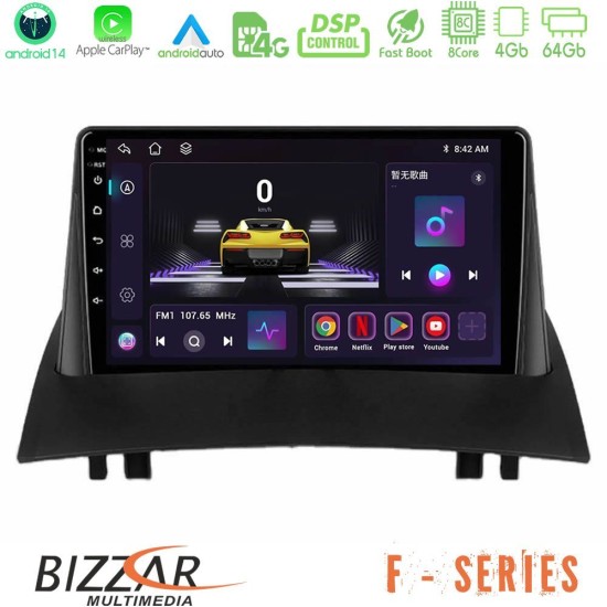 Bizzar F Series 8Core Android14 4+64GB Renault Megane 2 2002-2008 Navigation Multimedia Tablet 9" Με Carplay & Android Auto Bizzar F Series 8Core Android14 4+64GB Renault Megane 2 2002-2008 Navigation Multimedia Tablet 9" Με Carplay & Android Auto
