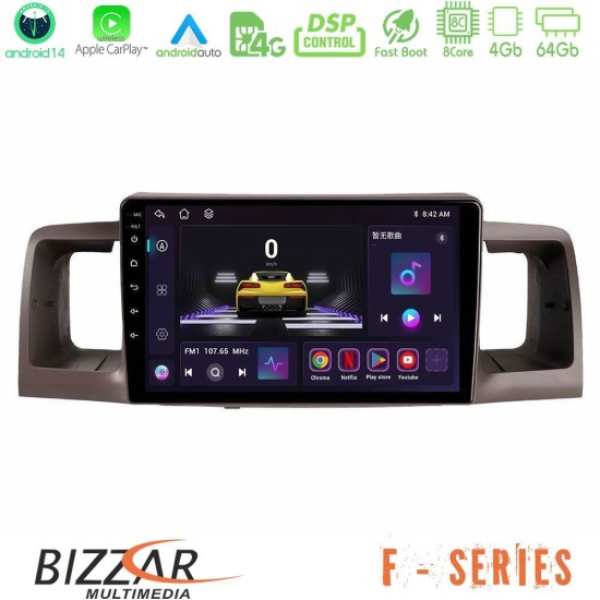 Bizzar F Series 8Core Android14 4+64GB Toyota Corolla 2002-2006 Navigation Multimedia Tablet 9" Με Carplay & Android Auto Bizzar F Series 8Core Android14 4+64GB Toyota Corolla 2002-2006 Navigation Multimedia Tablet 9" Με Carplay & Android Auto