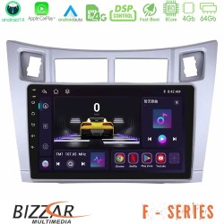 Bizzar F Series 8Core Android14 4+64GB  Toyota Yaris Navigation Multimedia Tablet 9" (Ασημί Χρώμα) Με Carplay & Android Auto