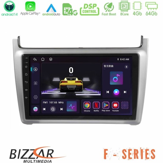 Bizzar F Series 8Core Android14 4+64GB Vw Polo 2014-2017 Navigation Multimedia Tablet 9" Με Carplay & Android Auto (Silver) Bizzar F Series 8Core Android14 4+64GB Vw Polo 2014-2017 Navigation Multimedia Tablet 9" Με Carplay & Android Auto (Silver)