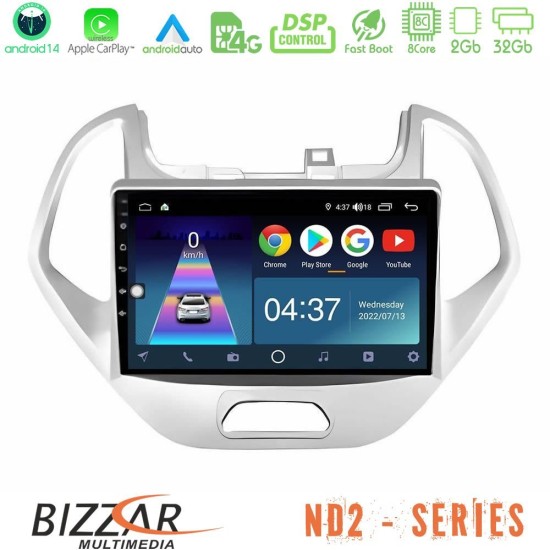 Bizzar ND2 Series 8Core Android14 2+32GB Ford KA 2014-2020 Navigation Multimedia Tablet 9" Με Carplay & Android Auto