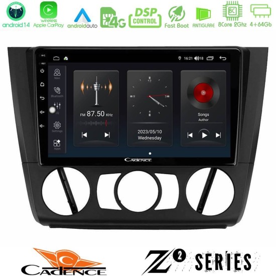 Cadence Z2 Series 8Core Android14 4+64GB  BMW 1Series  E81/E82/E87/E88 (MANUAL A/C) Navigation Multimedia Tablet 9" Με Carplay & Android Auto