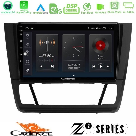 Cadence Z2 Series 8Core Android14 4+64GB  BMW 1Series  E81/E82/E87/E88 (AUTO A/C) Navigation Multimedia Tablet 9" Με Carplay & Android Auto