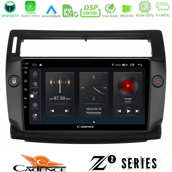Cadence Z2 Series 8Core Android14 4+64GB  Citroen C4 2004-2010 Navigation Multimedia Tablet 9" (μαύρο χρώμα) Με Carplay & Android Auto