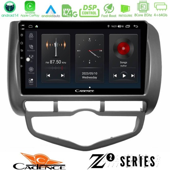 Cadence Z2 Series 8Core Android14 4+64GB Honda Jazz 2002-2008 (Auto A/C) Navigation Multimedia Tablet 9" Με Carplay & Android Auto Cadence Z2 Series 8Core Android14 4+64GB Honda Jazz 2002-2008 (Auto A/C) Navigation Multimedia Tablet 9" Με Carplay & Android Auto