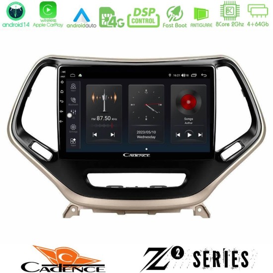 Cadence Z2 Series 8Core Android14 4+64GB  Jeep Cherokee 2014-2019 Navigation Multimedia Tablet 9" Με Carplay & Android Auto
