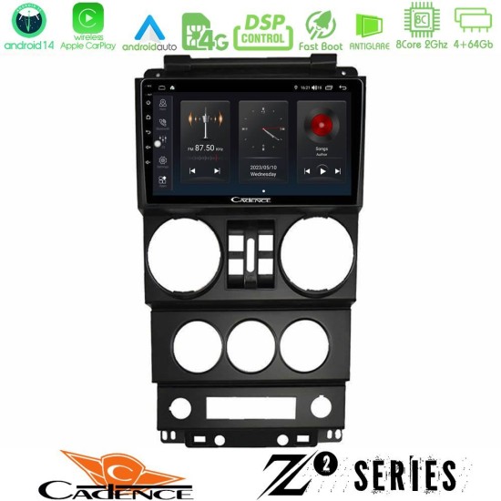 Cadence Z2 Series 8Core Android14 4+64GB  Jeep Wrangler 2008-2010 Navigation Multimedia Tablet 9" Με Carplay & Android Auto