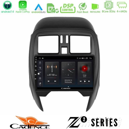 Cadence Z2 Series 8Core Android14 4+64GB  Nissan Micra 2013-2016 Navigation Multimedia Tablet 9"  Με Carplay & Android Auto