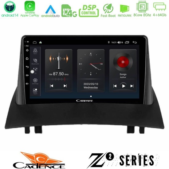 Cadence Z2 Series 8Core Android14 4+64GB  Renault Megane 2 2002-2008 Navigation Multimedia Tablet 9" Με Carplay & Android Auto