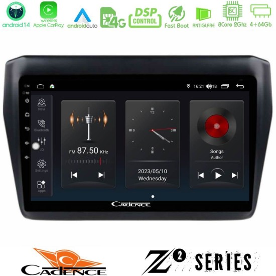 Cadence Z2 Series 8Core Android14 4+64GB  Suzuki Swift 2017-2023 Navigation Multimedia Tablet 9" Με Carplay & Android Auto